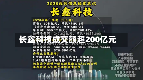 长鑫科技成交额超200亿元